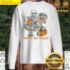 trick or treat skeleton riding mummy dinosaur halloween sweater