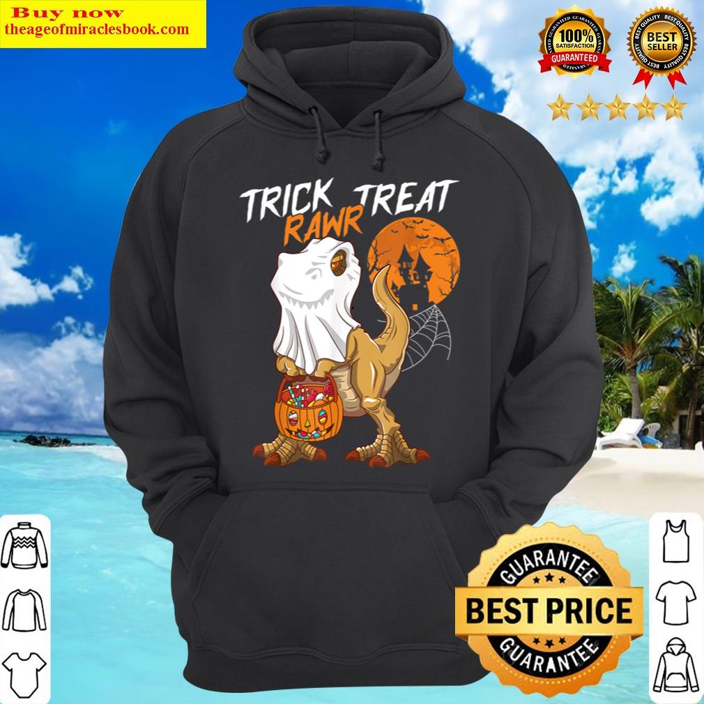 trick rawr treat t rex dinosaur ghost boys funny halloween hoodie