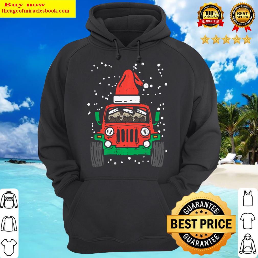 truck pug santa christmas xmas pajama dog lover hoodie