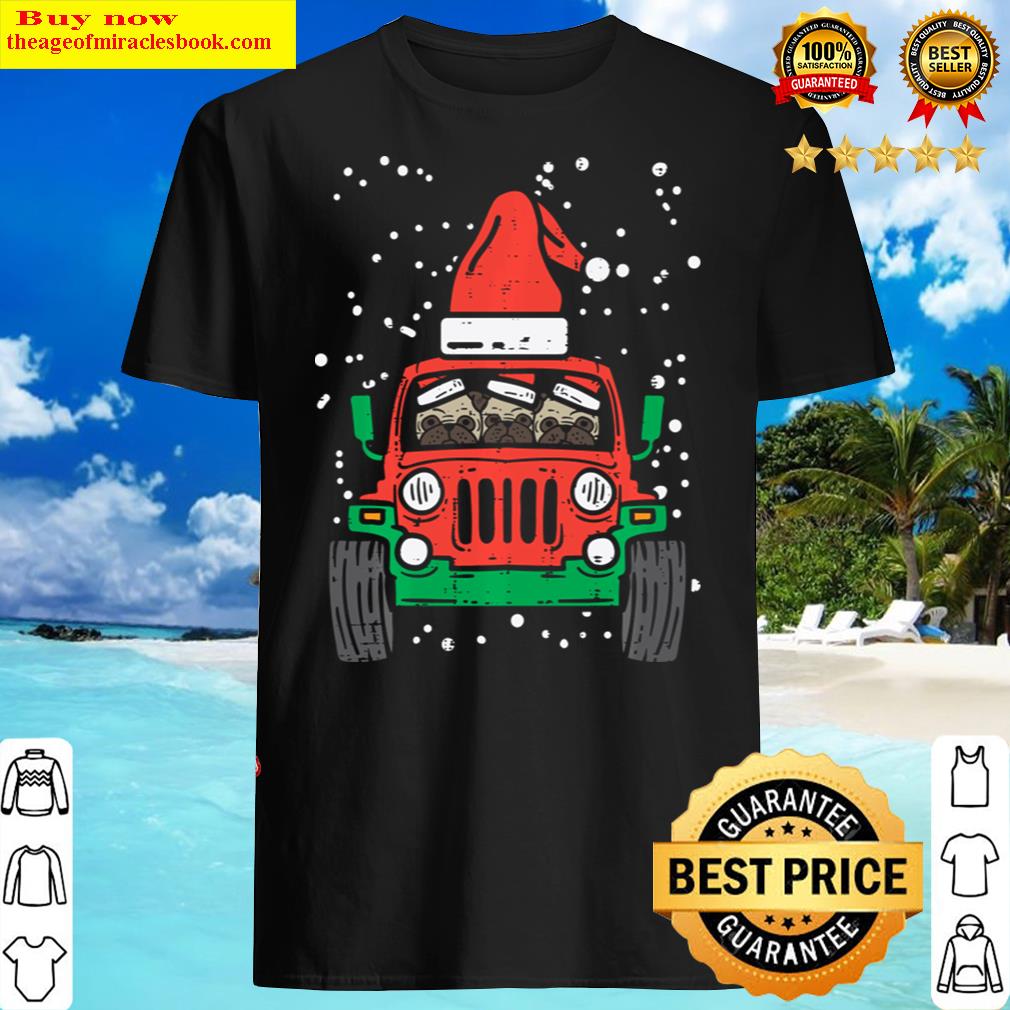 Truck Pug Santa Christmas Xmas Pajama Dog Lover Shirt
