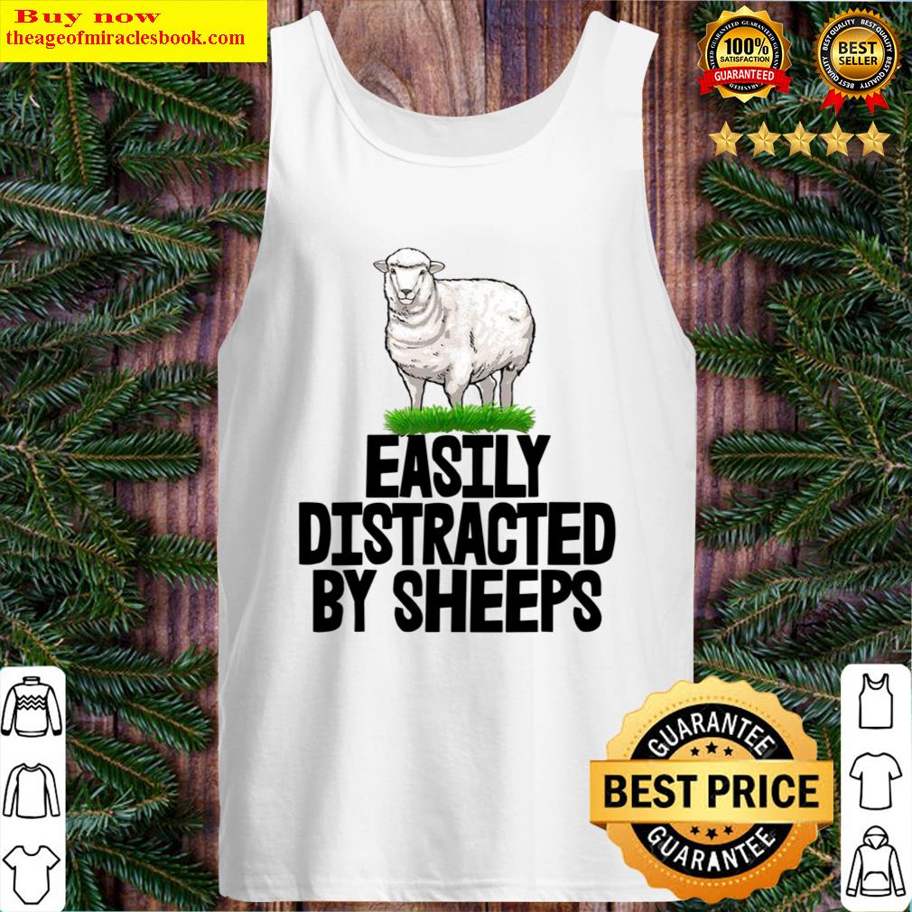 tshirt mit aufschrift easy distracted by white sheep fur herren tank top