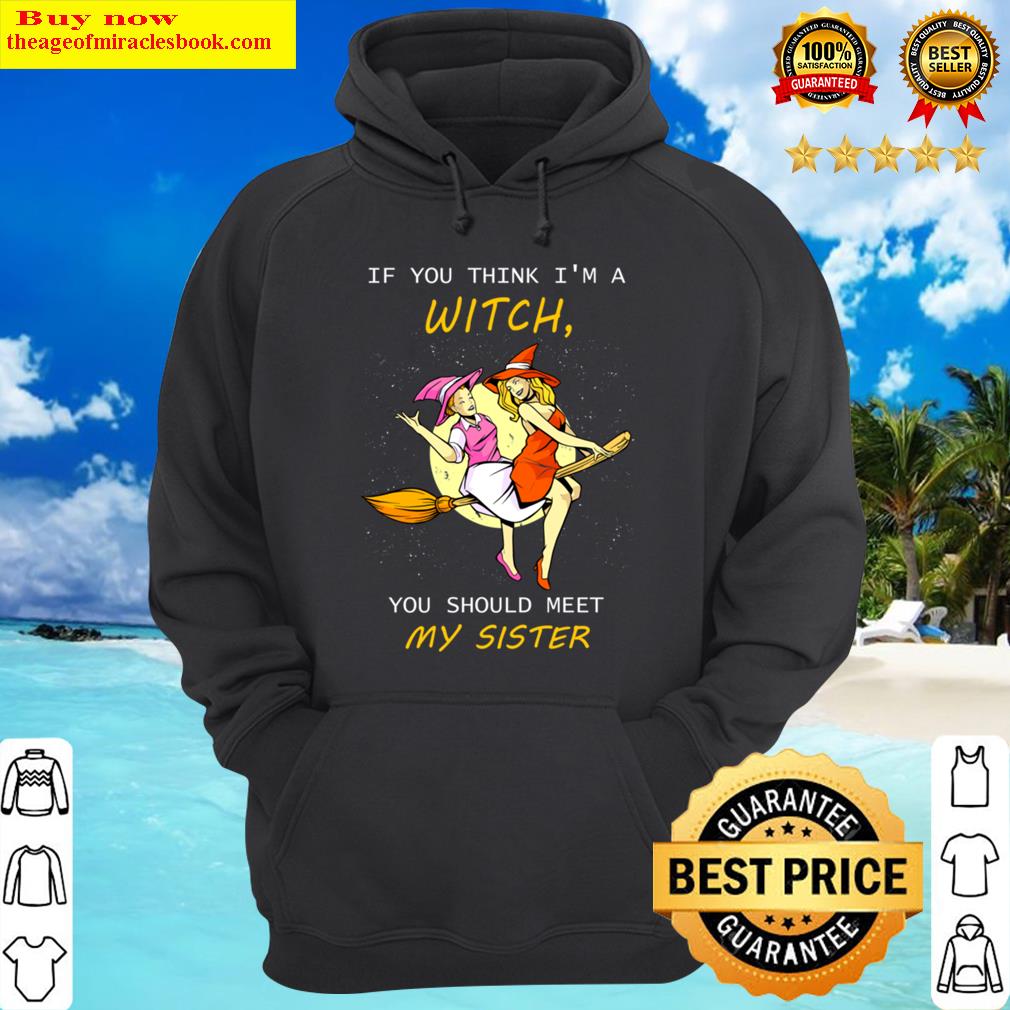 two witch sisters flying on broomstick hoodie