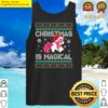 unicorn santa hat christmas is magical ugly style tank top