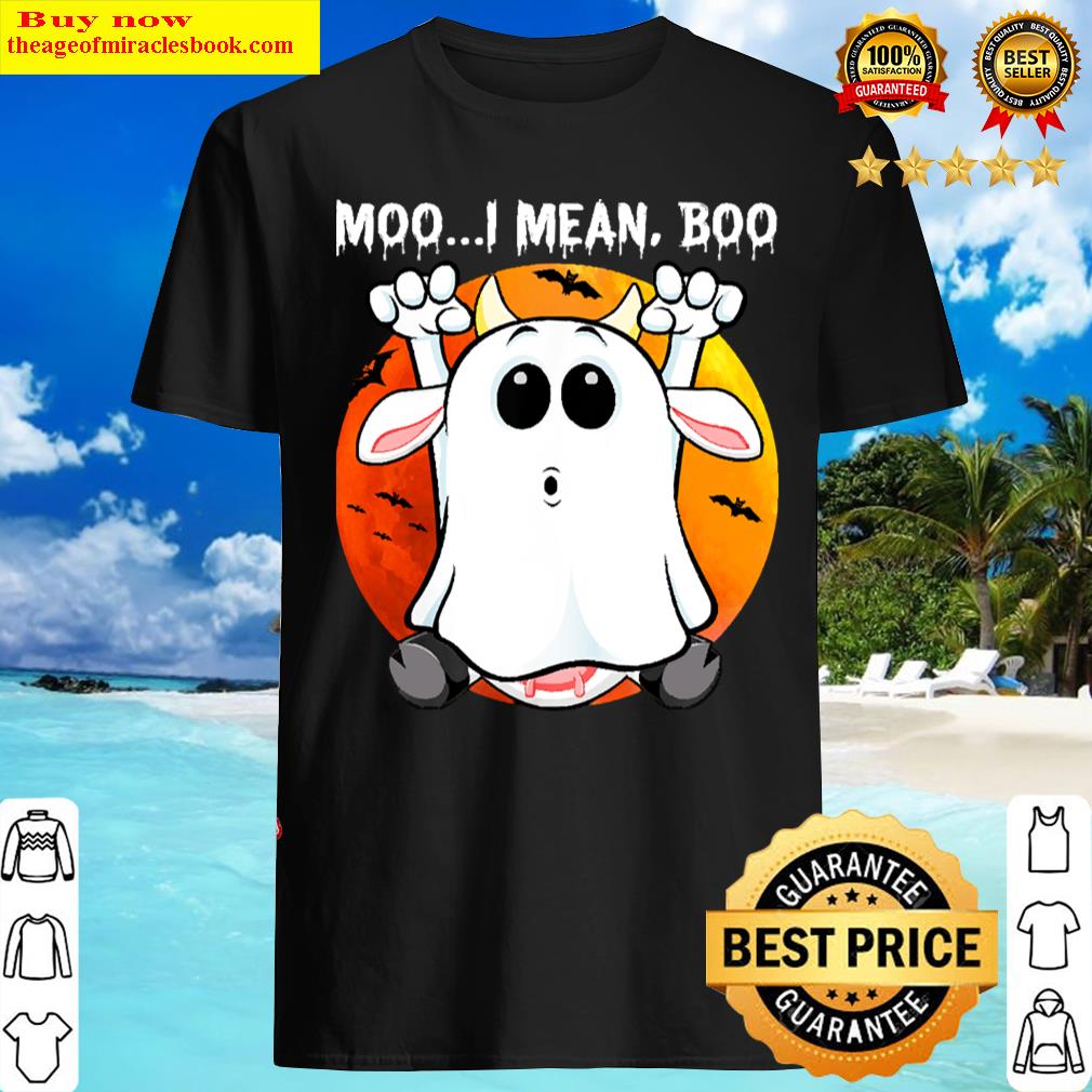 Vintage Ghost Cow Moo I Mean Boo Halloween Cow Boo Retro Sunset Shirt Shirt