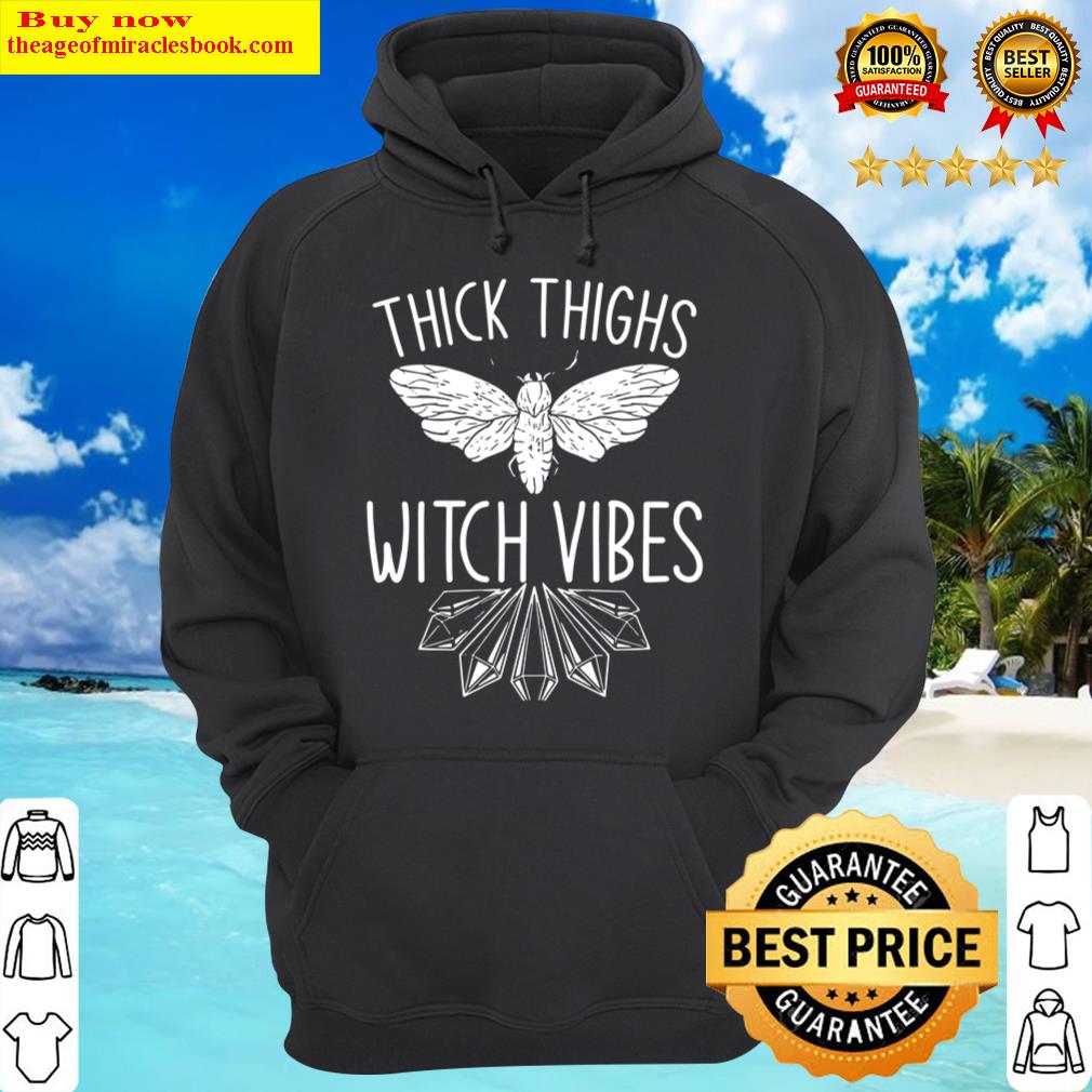 womens thick thighs witch vibes moth crystals halloween costume hoodie