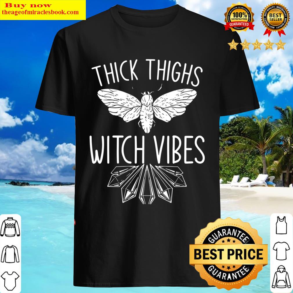 Womens Thick Thighs Witch Vibes Moth Crystals Halloween Costume