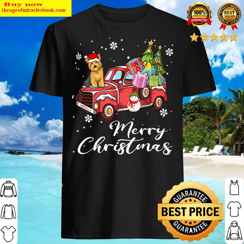Yorkshire Terrier Red Truck Merry Christmas Dog Shirt