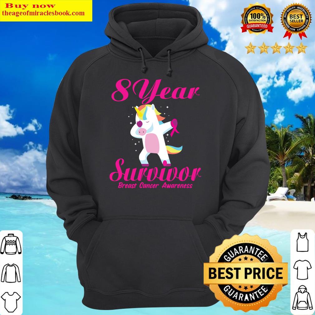 8 years survivor breast cancer awareness unicorn hoodie