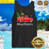 airedale terrier dog riding red truck christmas tank top