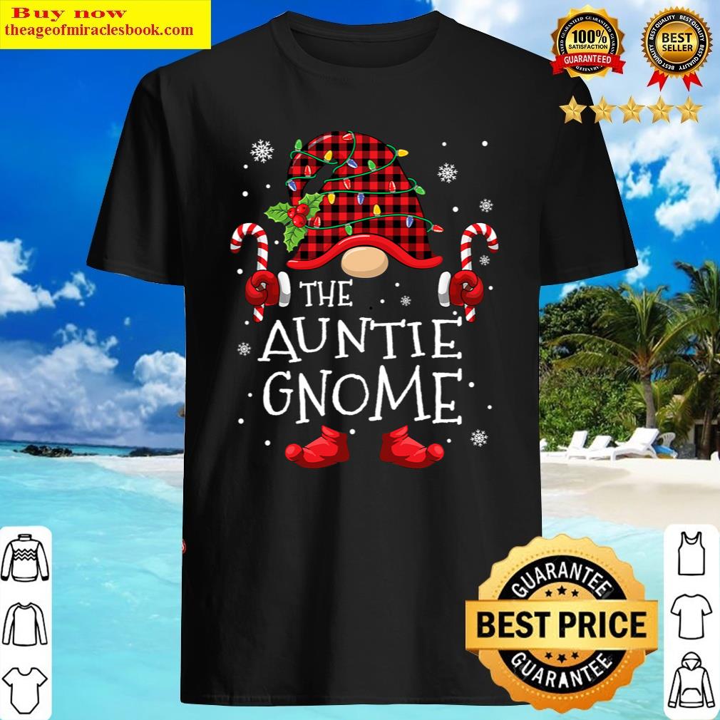 Auntie Gnome Buffalo Plaid Christmas Tree Family Xmas Shirt