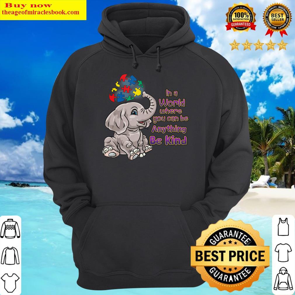 autism in a world you can be anything be kind elephant kids tank top hoodie