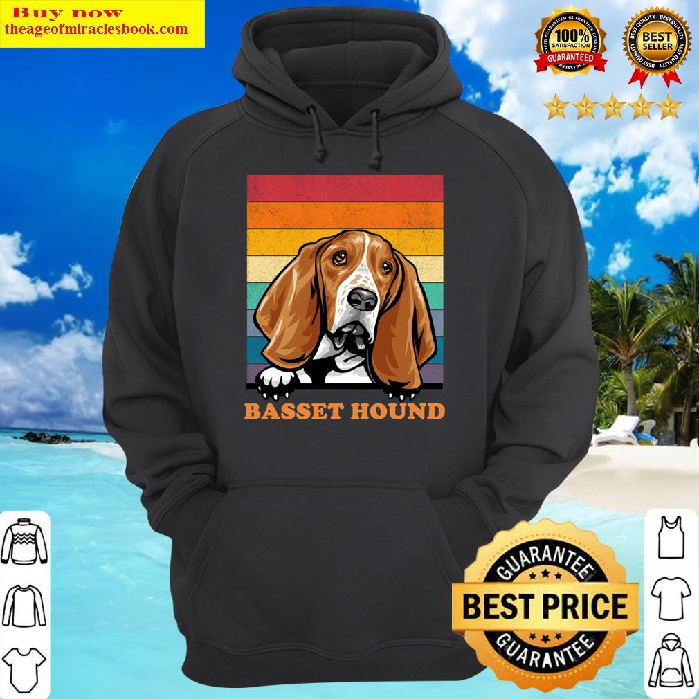 basset hound distressed retro sunset dog face design hoodie