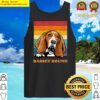 basset hound distressed retro sunset dog face design tank top