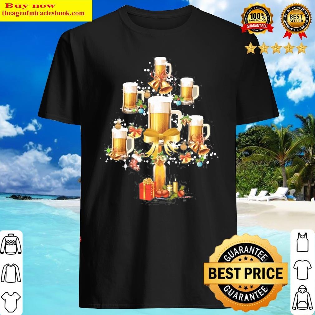 Beer Xmas Tree Christian Gift For You Card Funny December Christmas Beer Classic Shirt
