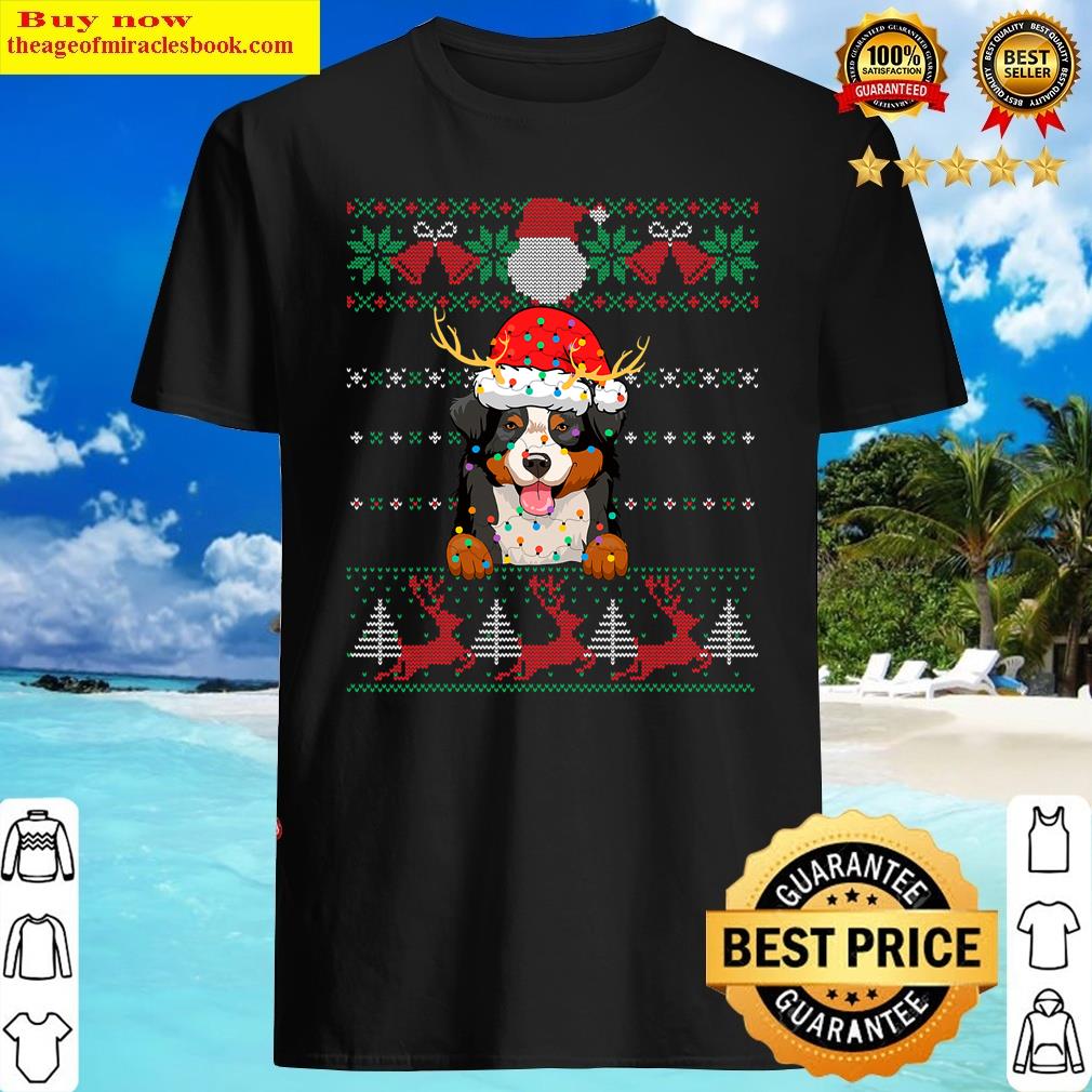 Bernese Mountain Dog Christmas Light Funny Puppy Pet Lover Shirt