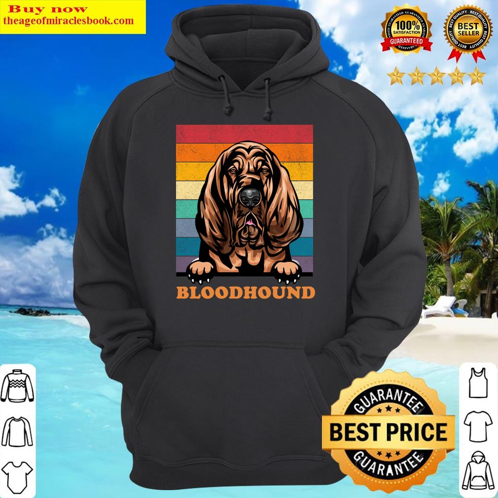 bloodhound distressed retro sunset dog face design hoodie