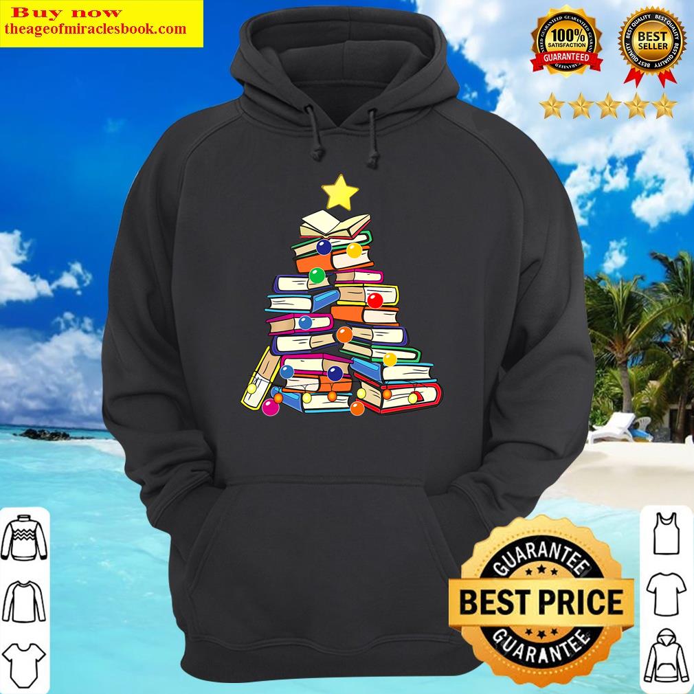book christmas tree christmas lights book lover christmas hoodie