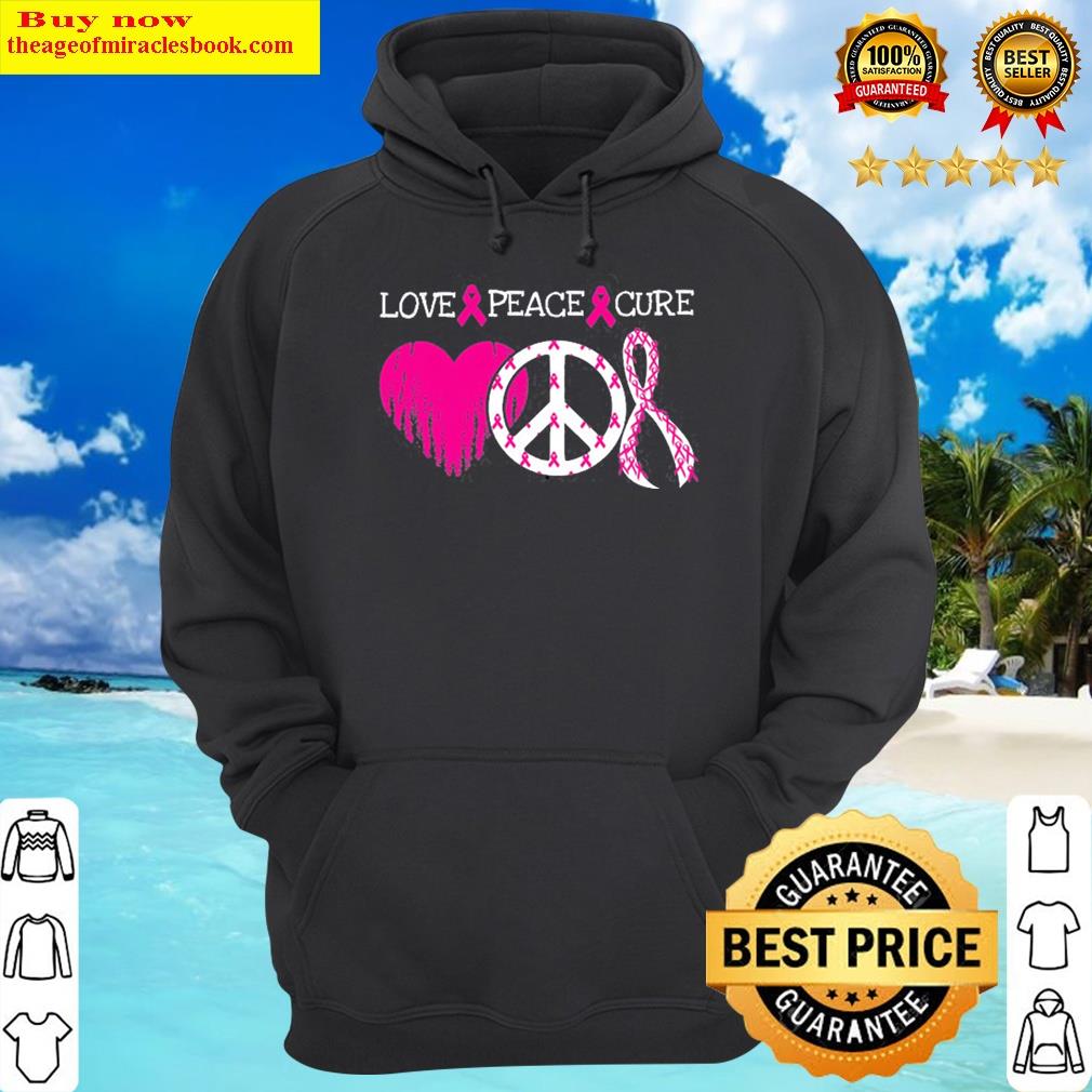 breast cancer love peace cure pink ribbon awareness gift hoodie