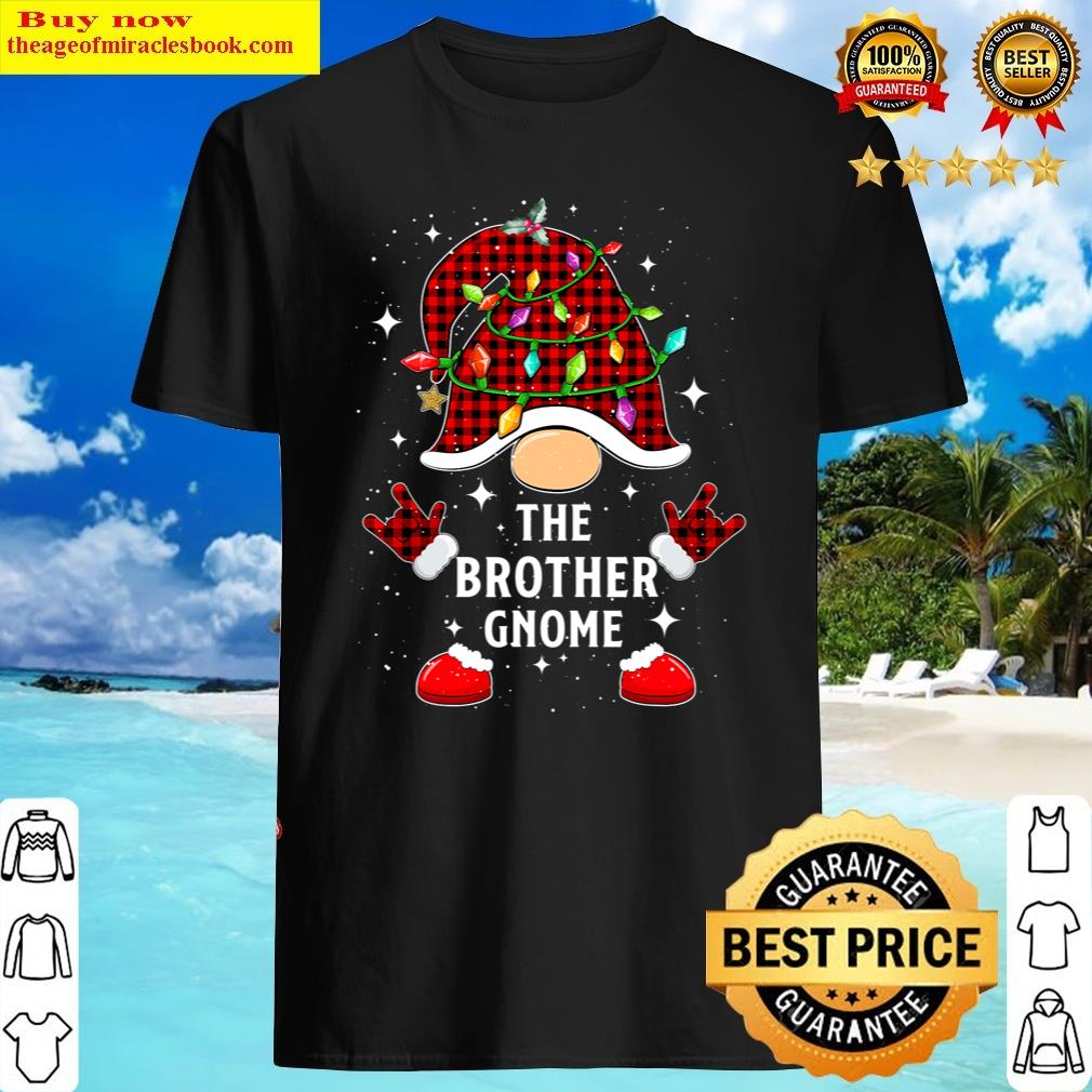 Brother Gnome Family Buffalo Plaid Christmas Light Pajama Shirt