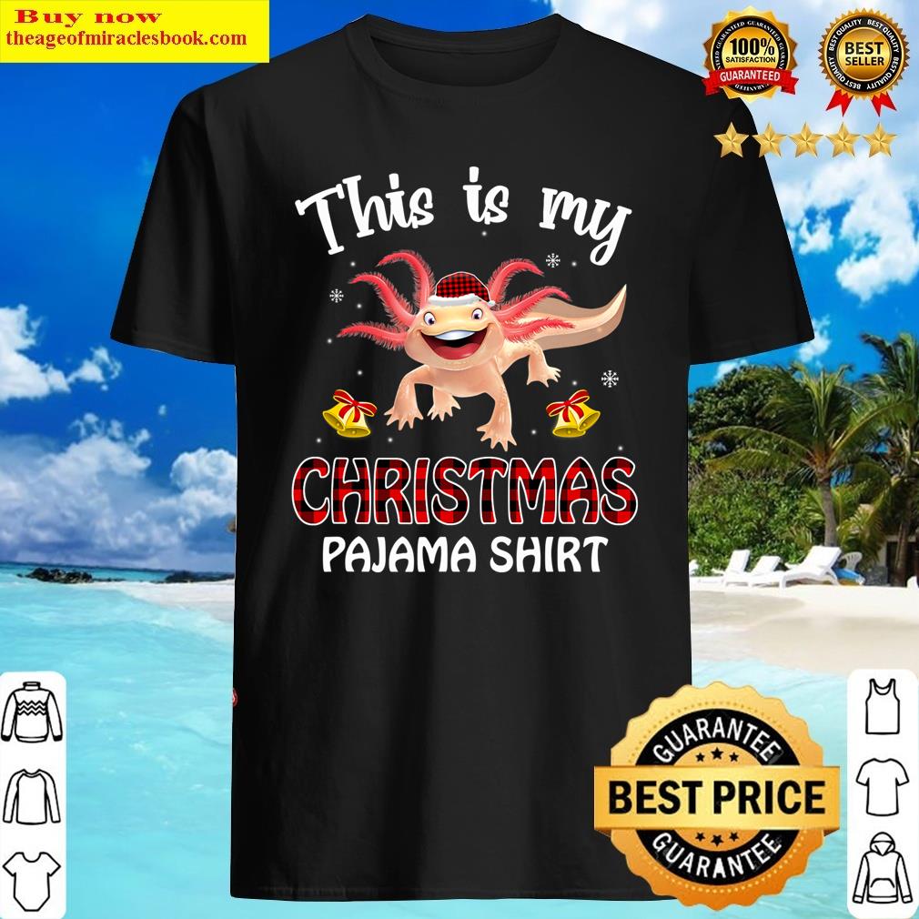 Buffalo Red Axolotl Santa Hat Plaid Pajamas Kawaii Christmas Shirt