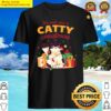 catty christmas a cat tangled in christmas lights with the quote we wish you a catty christmas t shi shirt