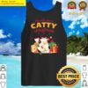 catty christmas a cat tangled in christmas lights with the quote we wish you a catty christmas t shi tank top