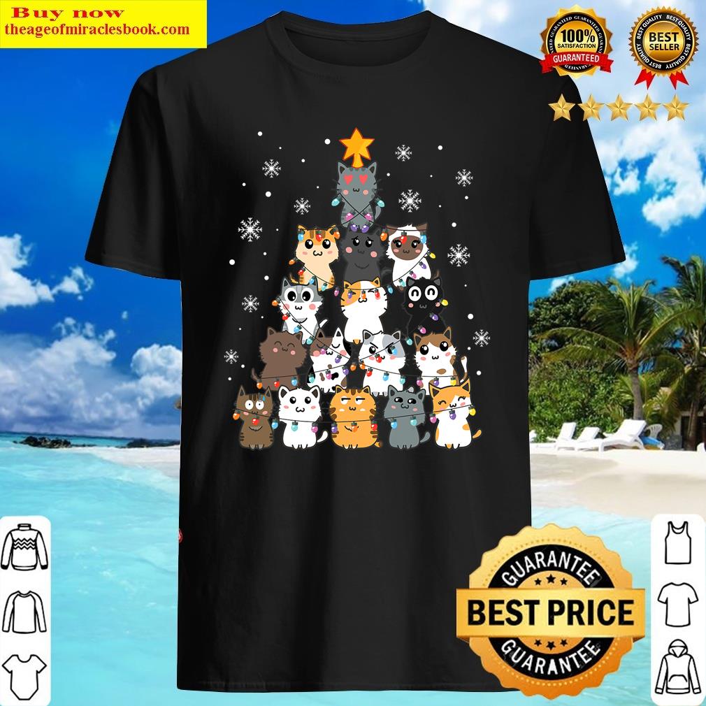 Christmas Cat For Men, Christmas Tree Cat Pajama Women Shirt