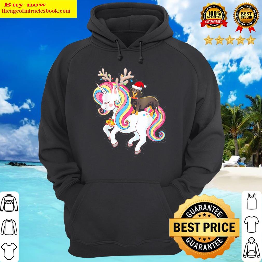 christmas dachshund riding unicorn sausage dog mom christmas gift classic hoodie