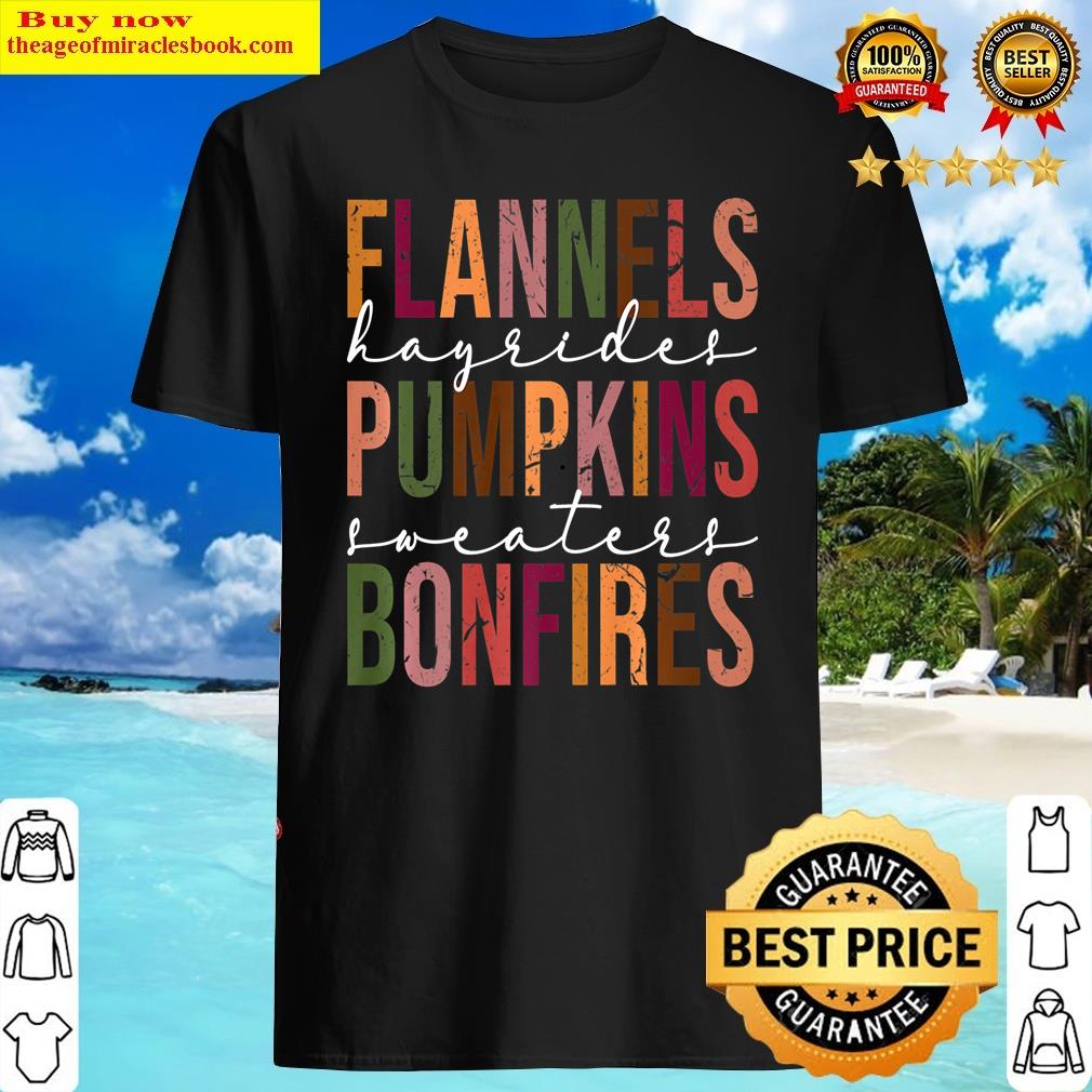 Cute Autumn Flannels Pumpkins Hayridess Bonfires Premium Shirt