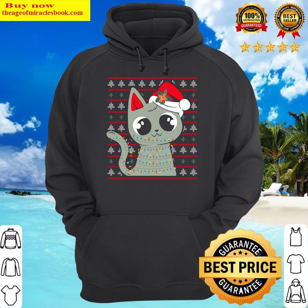 cute christmas cat lover xmas long sleeve hoodie