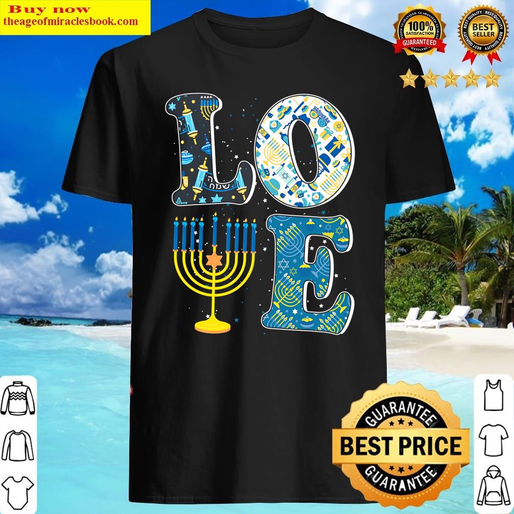 Cute Love Hanukkah Menorah Funny Matching Family Channukah Shirt