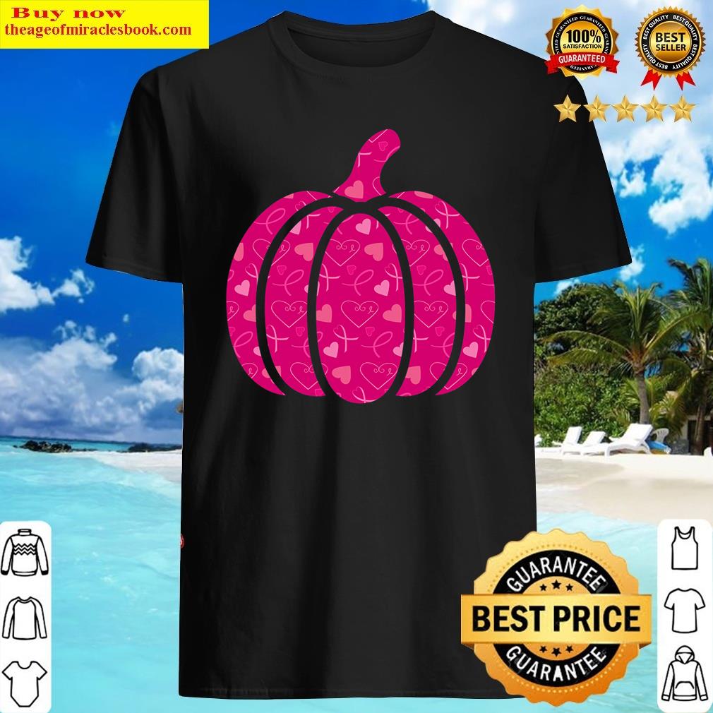 Cute October Pink Breast Cancer Awareness Ribbon Pumpkin Shirt