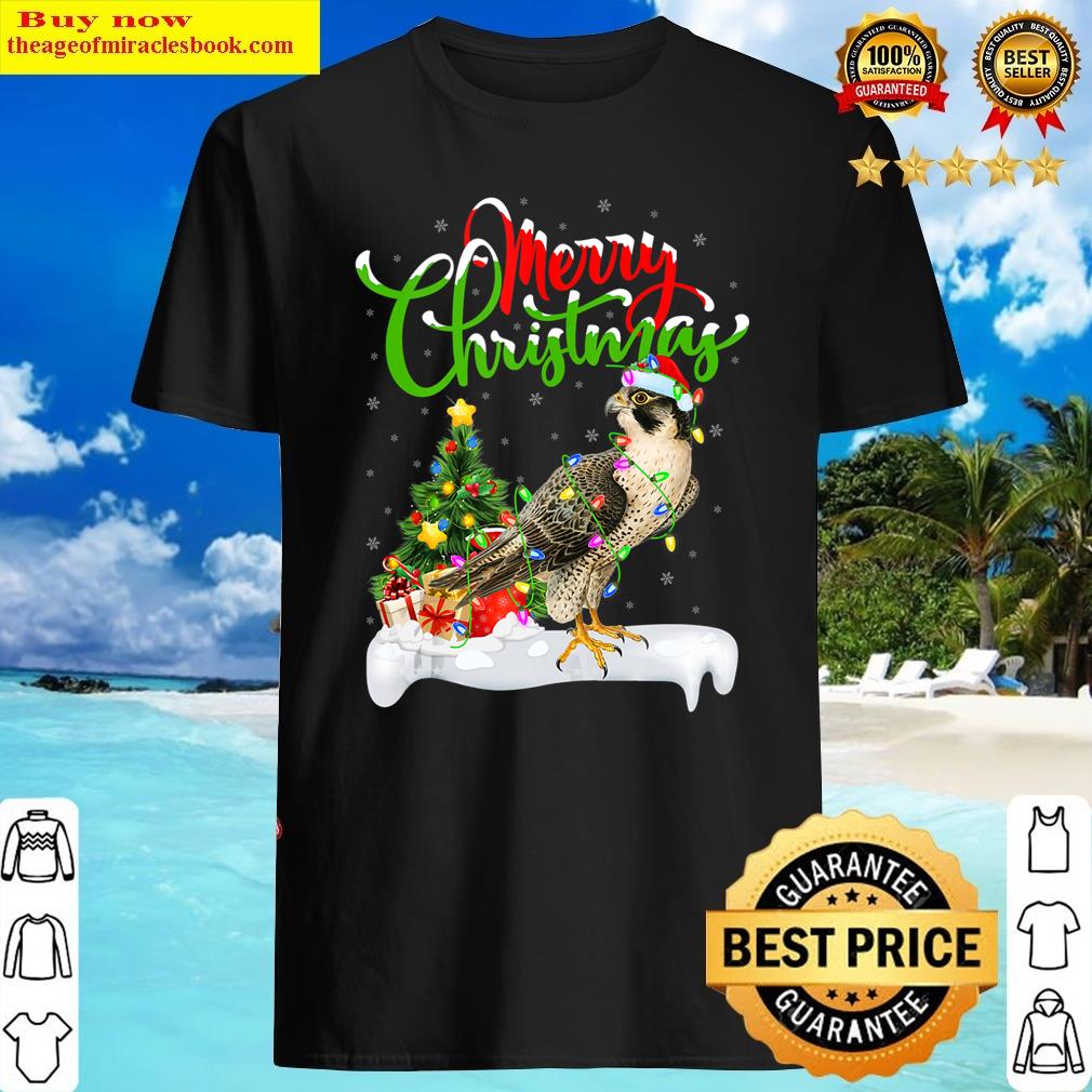Funny Falcon Bird Lover Xmas Lighting Falcon Christmas Tank Top Shirt