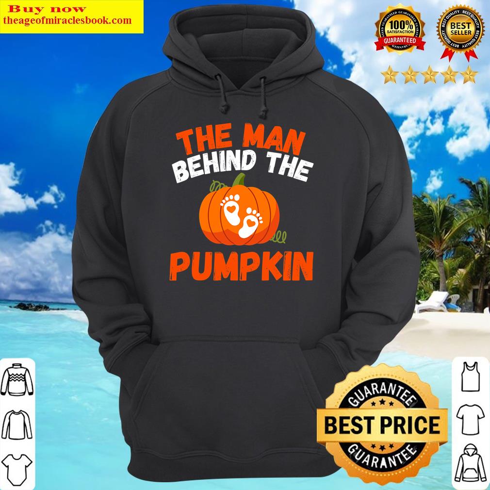 funny man behind the pumpkin halloween pregnancy tee for men hoodie