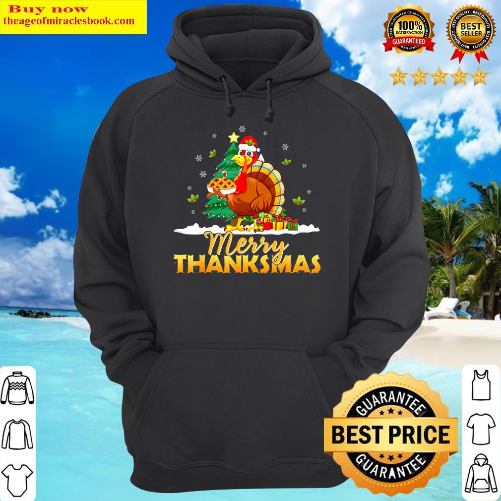 funny turkey santa merry thanksmas christmas thanksgiving hoodie