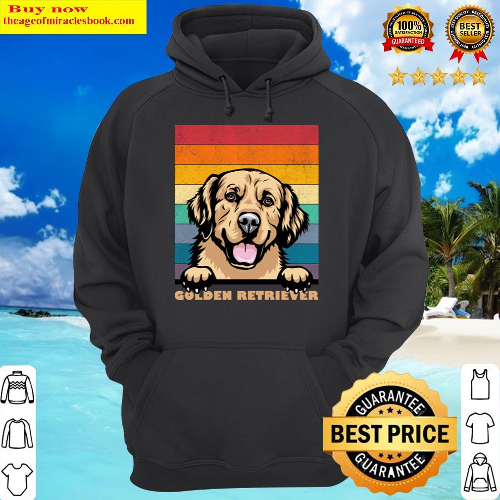 golden retriever distressed retro sunset dog face design hoodie