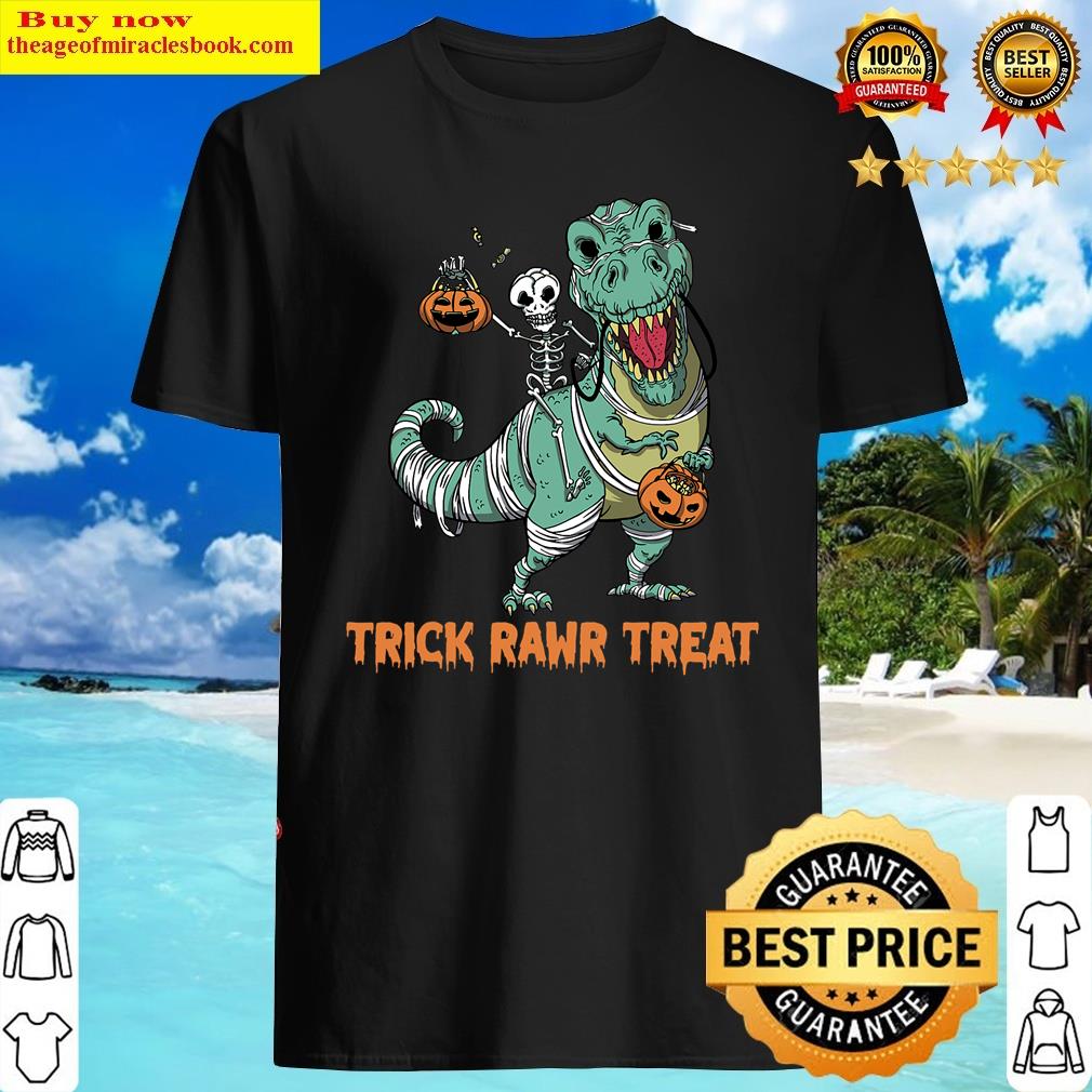 Halloween Trex T-rex Trick Rawr Treat Funny Dinosaur Mummy Shirt