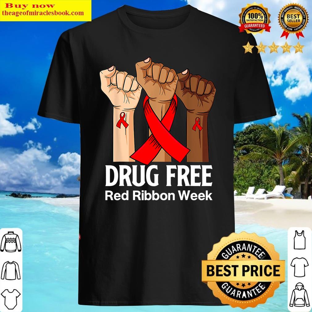 Hand In October We Wear Red Ribbon Week Awareness 2021 Shirt