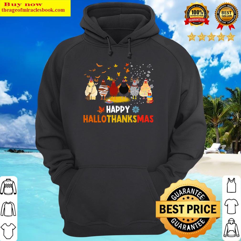 happy hallothanksmas chickens costume halloween thanksgiving hoodie