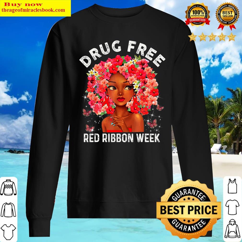 In October We Wear Red Ribbon Week Funny Afro Black Queen Shirt