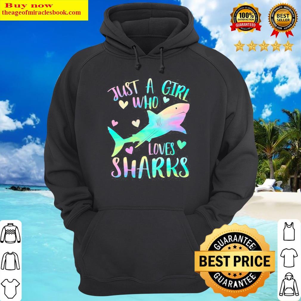 just a girl who loves sharks cute shark lover girls themed v neck hoodie