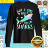just a girl who loves sharks cute shark lover girls themed v neck sweater