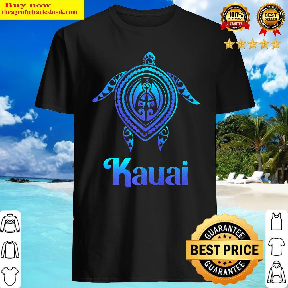 Kauai Hawaii Sea Turtle Blue Sea Tribal Pattern Tattoo Premium Shirt
