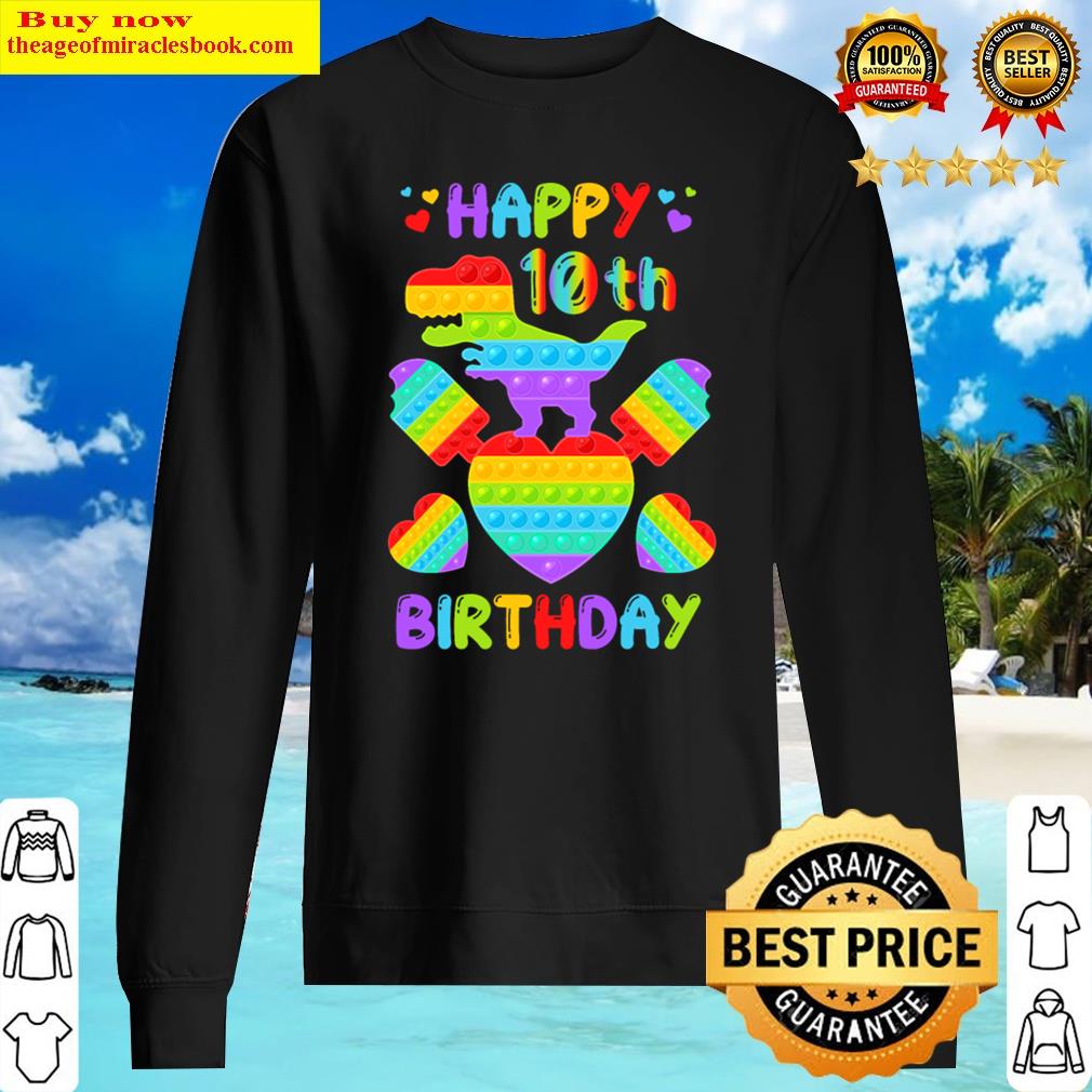 kids happy 10th birthday pop it dinosaur sweater