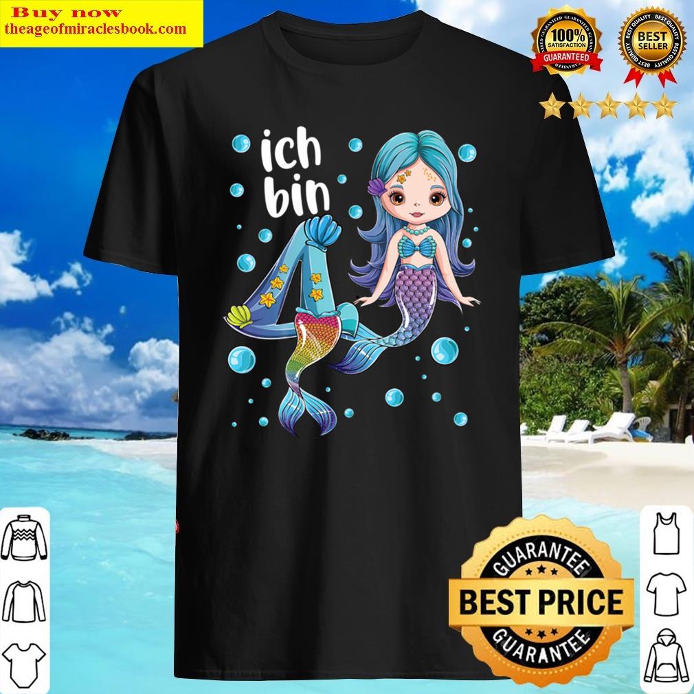 Kids Mermaid Birthday 4 Year Old Girl I’m 4 Shirt
