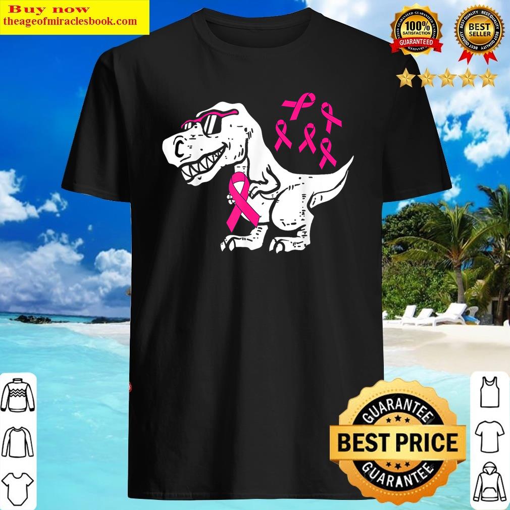 Kids Pink Ribbon T-rex -breast Cancer Awareness Boys Toddler Shirt
