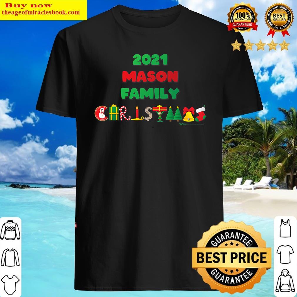 Mason Family Funny Merry Christmas 2021 Word Design Shirt