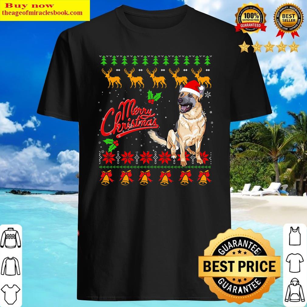 Merry Christmas Lighting Ugly German Shepherd Christmas Shirt