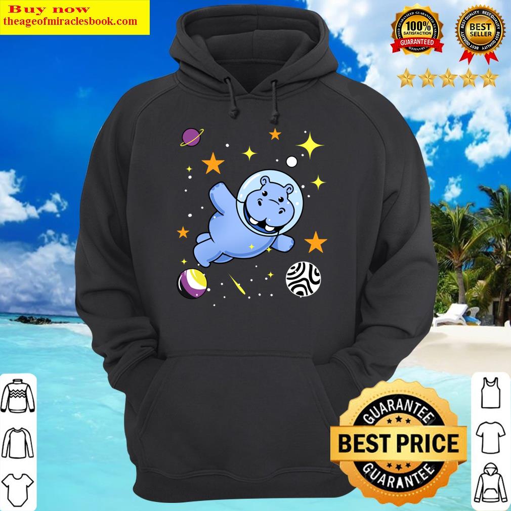 nonbinary hippo in space nonbinary pride hoodie