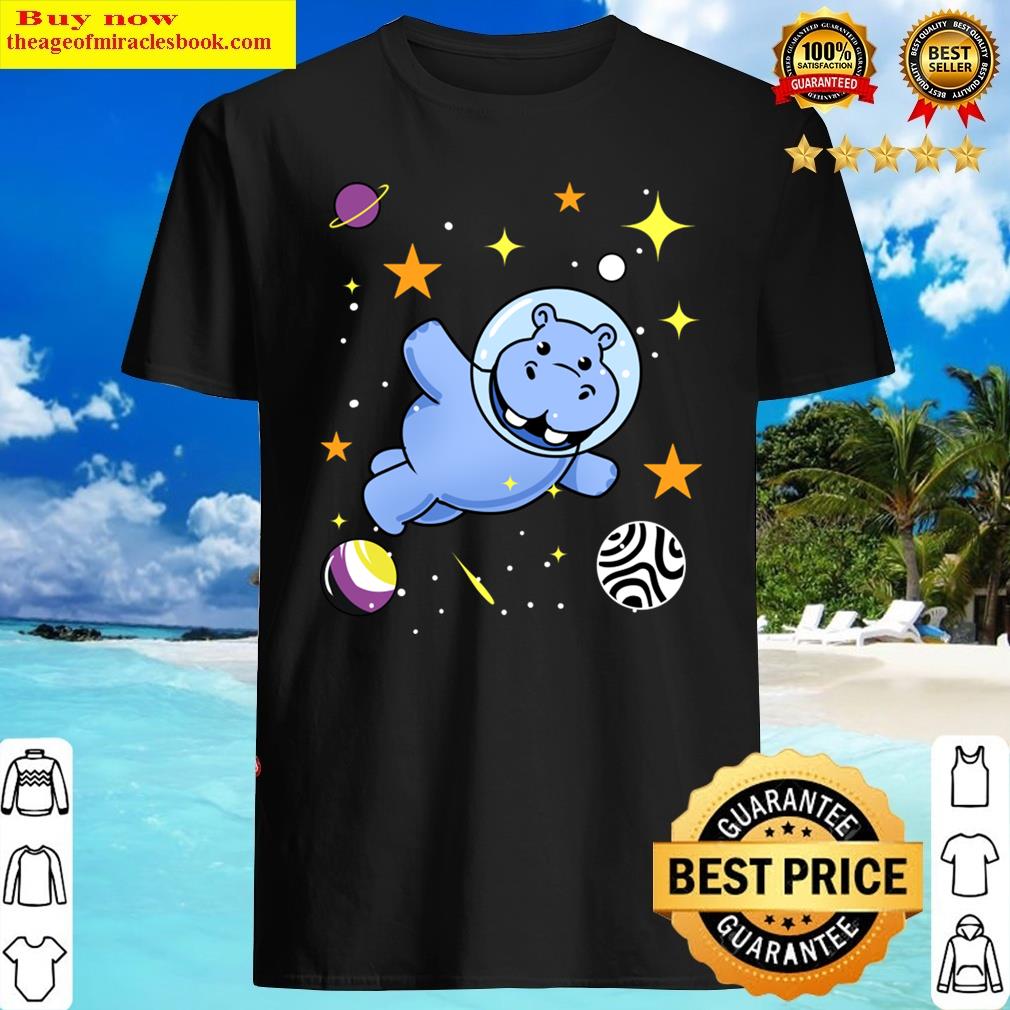 Nonbinary Hippo In Space Nonbinary Pride Shirt